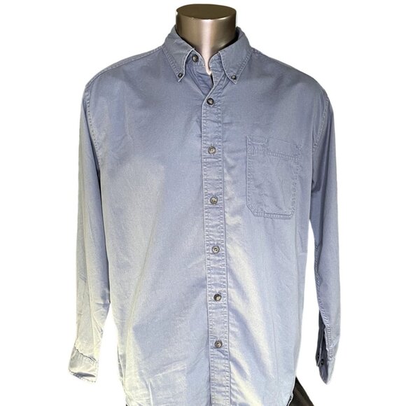 Mens Eddie Bauer Button Down Dress Casual Shirt Size L Blue u - Picture 1 of 10